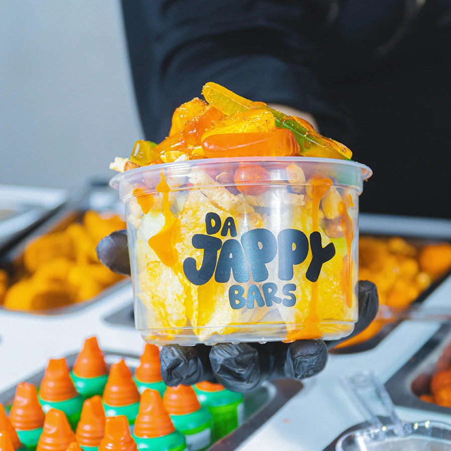 Barra de snacks Da Jappy Bars montada para un evento en Monterrey